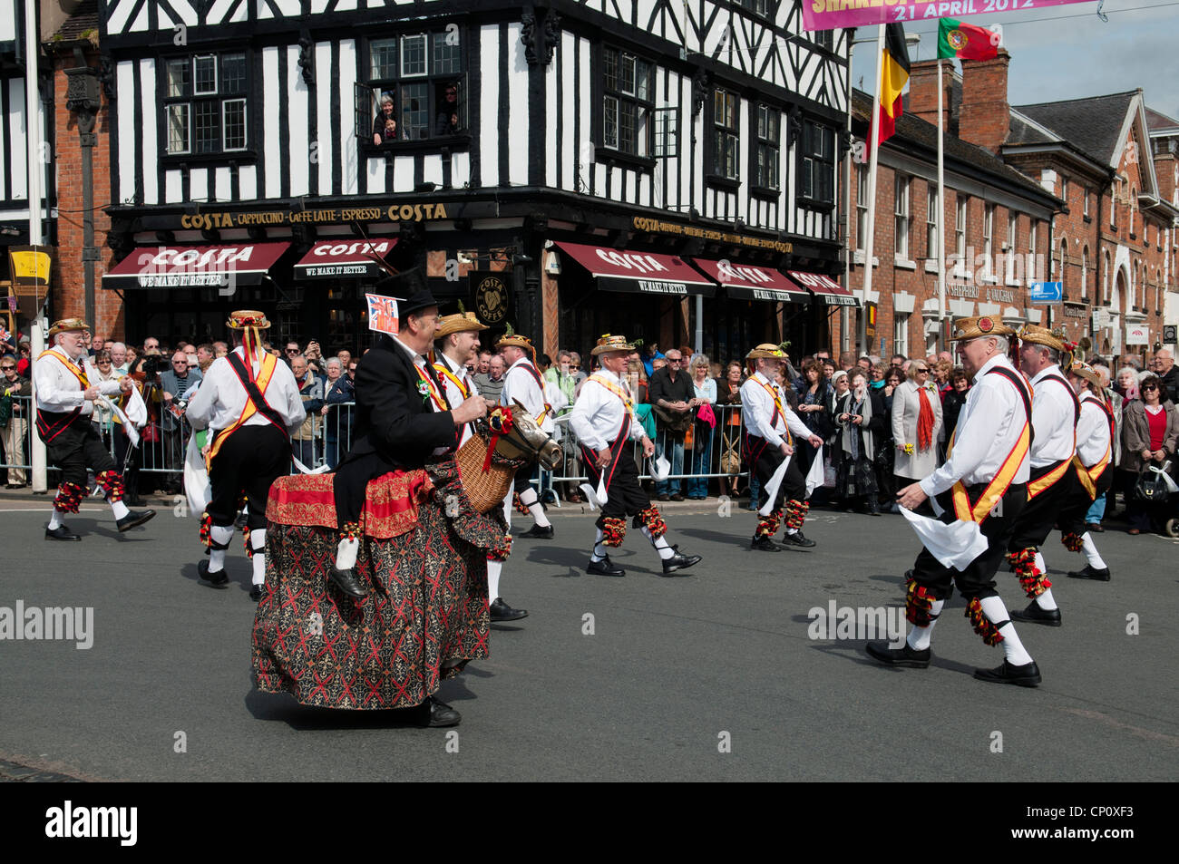 The shakespeare morris men dancing at the william shakespeare birthday
