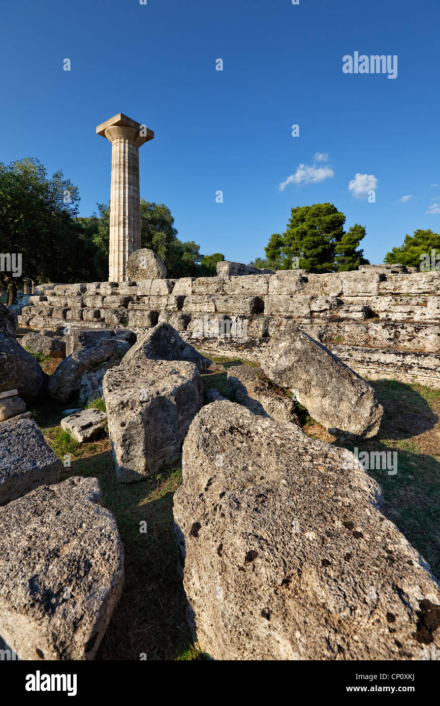 Temple of Zeus monument (470-457 B.C.) in Olympia, Greece Stock Photo