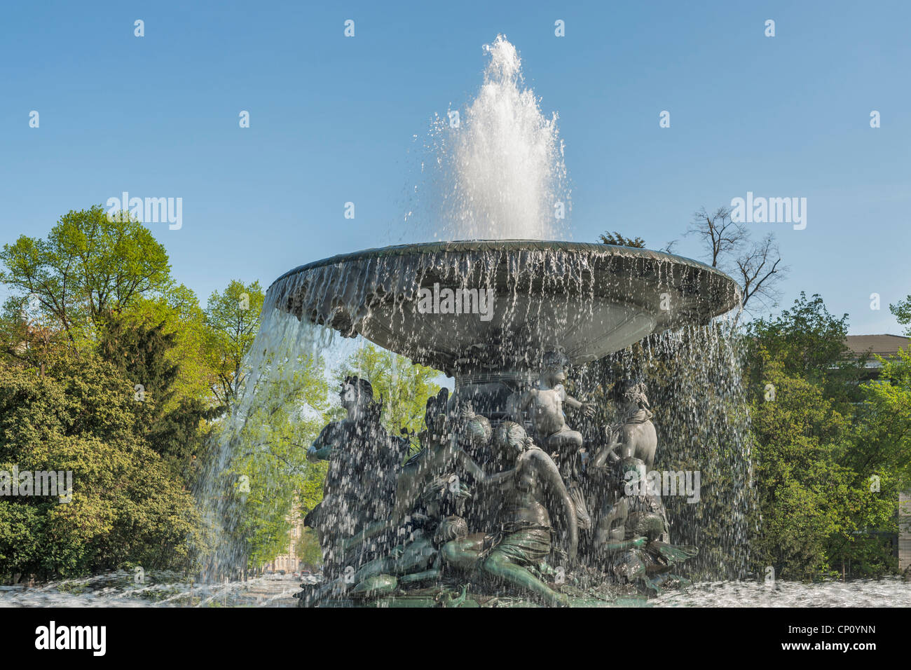 Fountain Silent Water, Albert Square, Dresden, Saxony, Germany, Europe