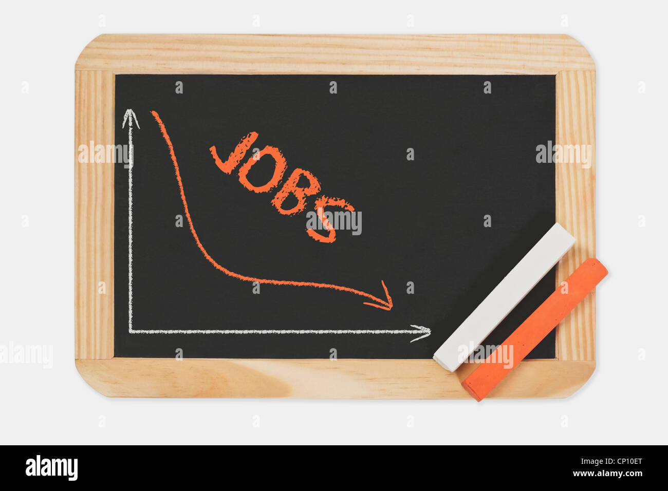 A chalkboard. A chart with an declined curve on this. On the chalkboard