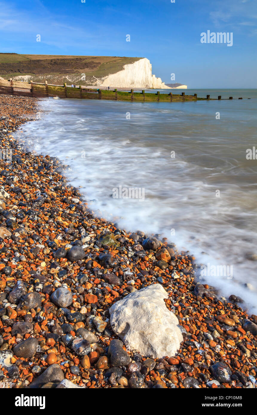 Seven Sisters in East Sussex captured from the beach at Cuckmere Haven Stock Photo