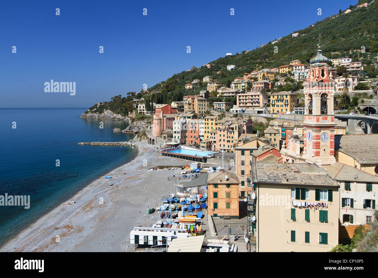 off season view of Sori, small town in Liguria, Italy Stock Photo