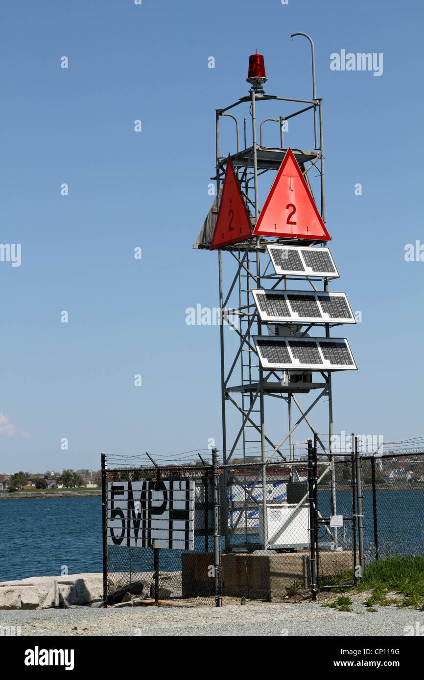 US Coast Guard navigation tower in the harbor of Newport, Rhode Island, USA Stock Photo