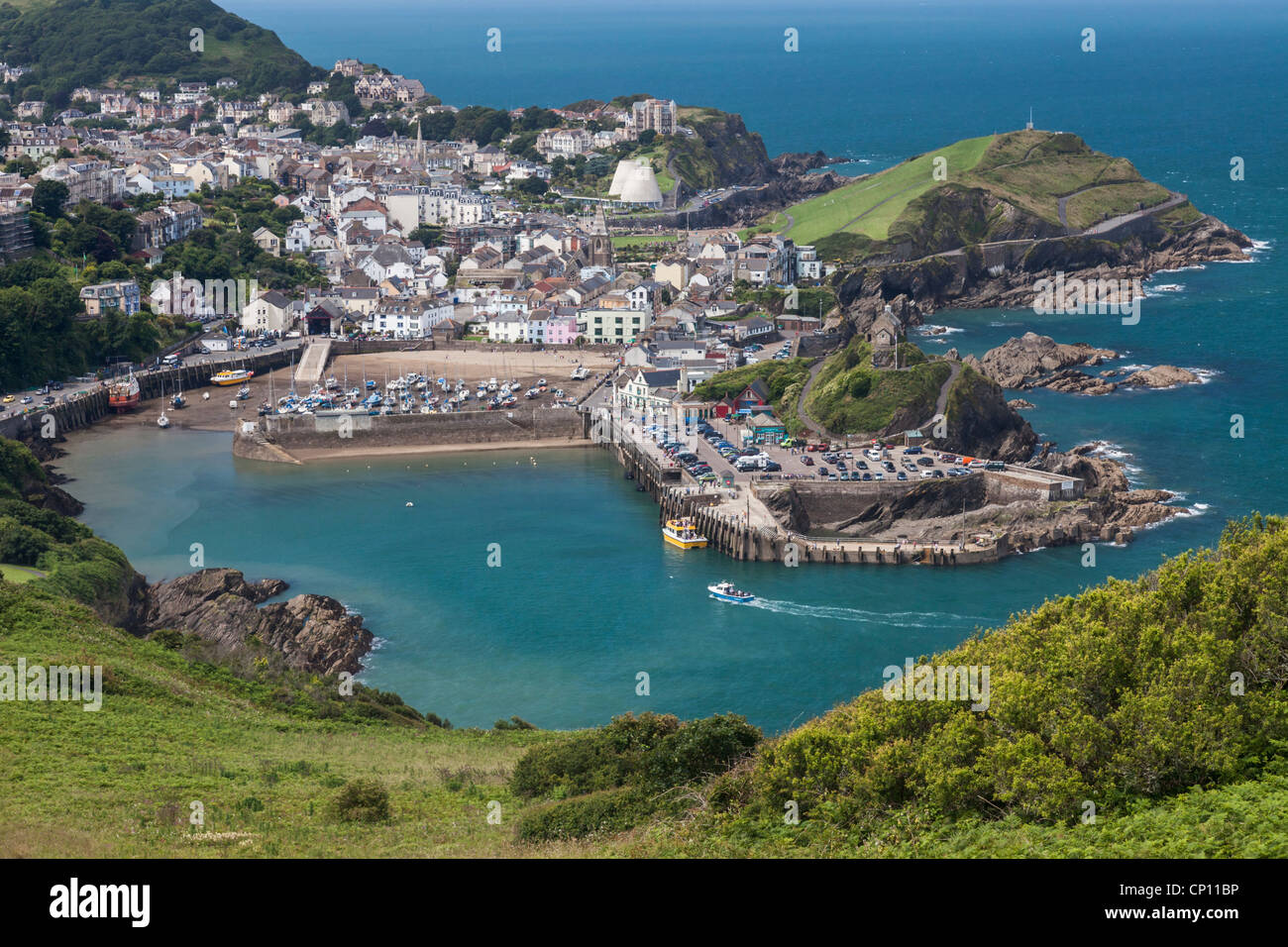 Iifracombe Harbour in North Devon captured from the South West Coast Path Stock Photo