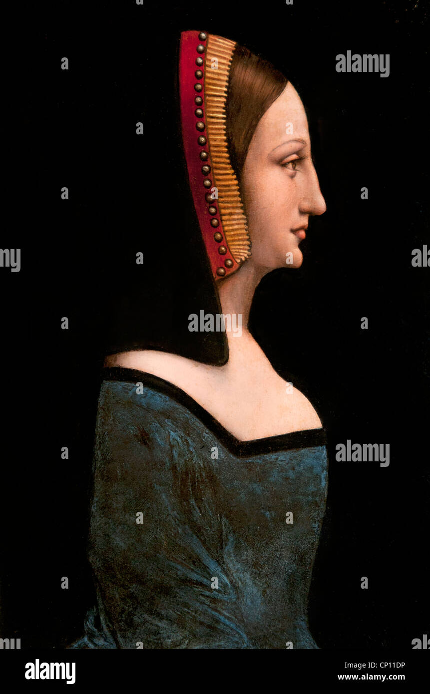Portrait of a Woman Known As The Beautiful Ferroniere Workshop of Leonardo da Vinci Italy Italian Stock Photo