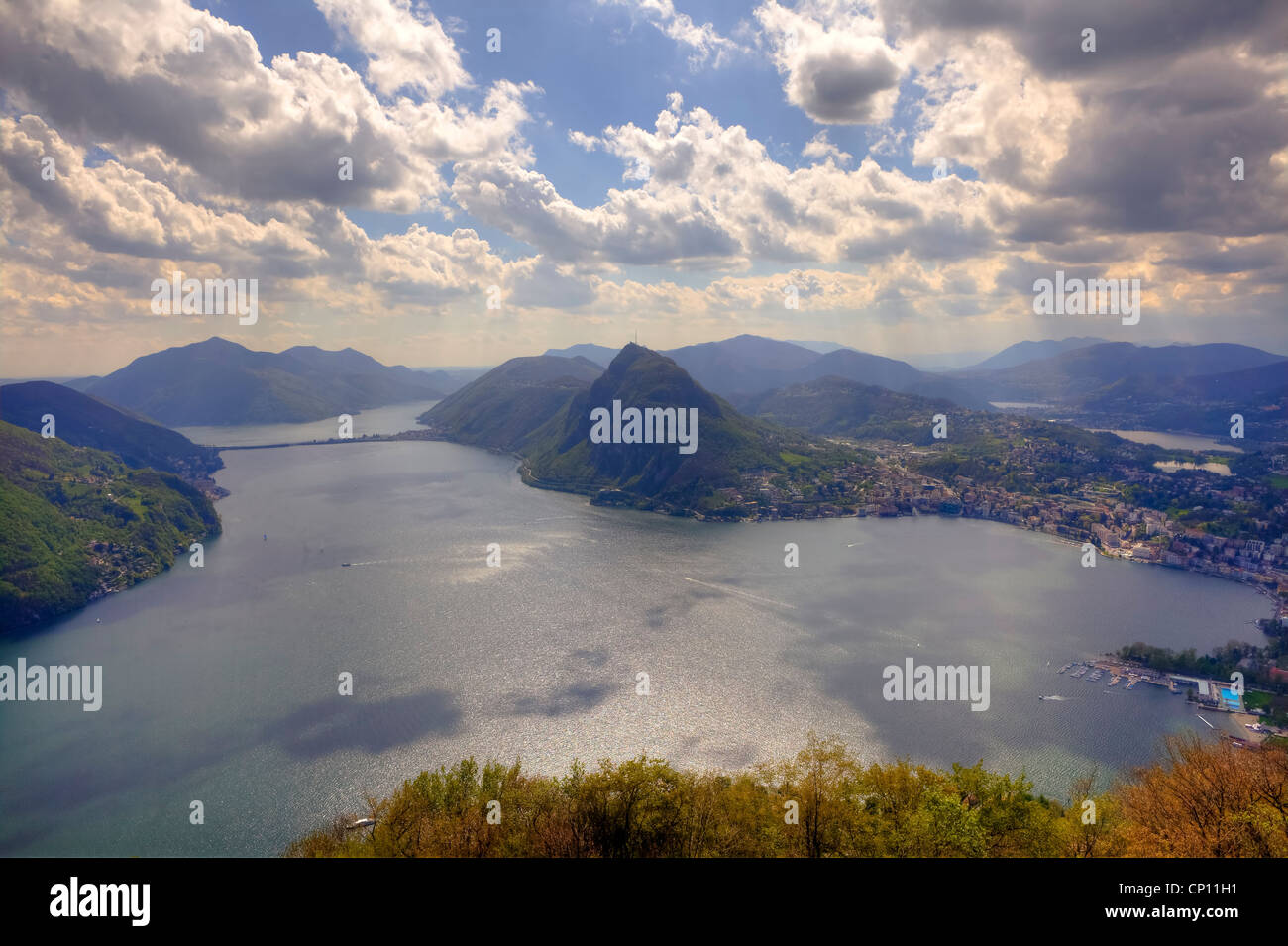 Monte Bre, Lake Lugano, Ticino, Switzerland Stock Photo