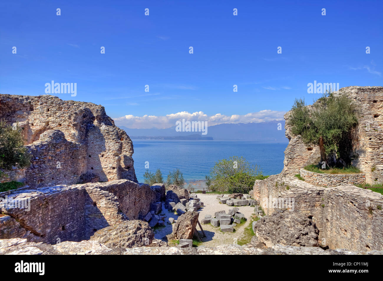 Grottoes of Catullus, Roman villa, Sirmione, Lombardy, Italy Stock Photo