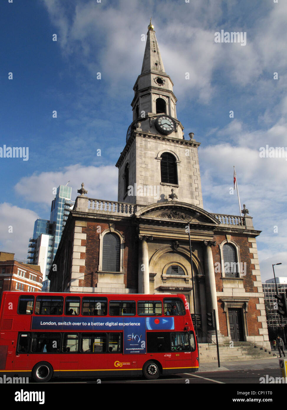 St George the Martyr Borough High Street  and London Bus Stock Photo