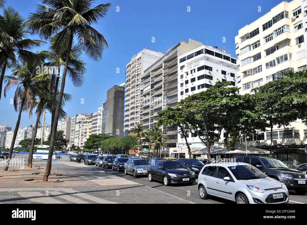 traffic on Atlantica avenue Copacabana Rio de Janeiro Brazil Stock Photo