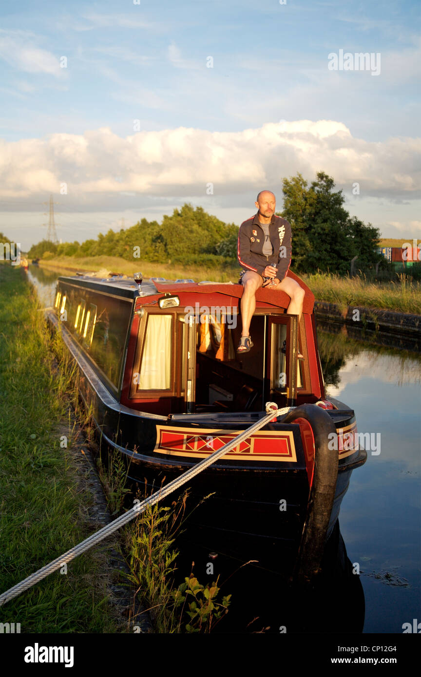 Narrowboat moored near Tipton, Birmingham. Stock Photo