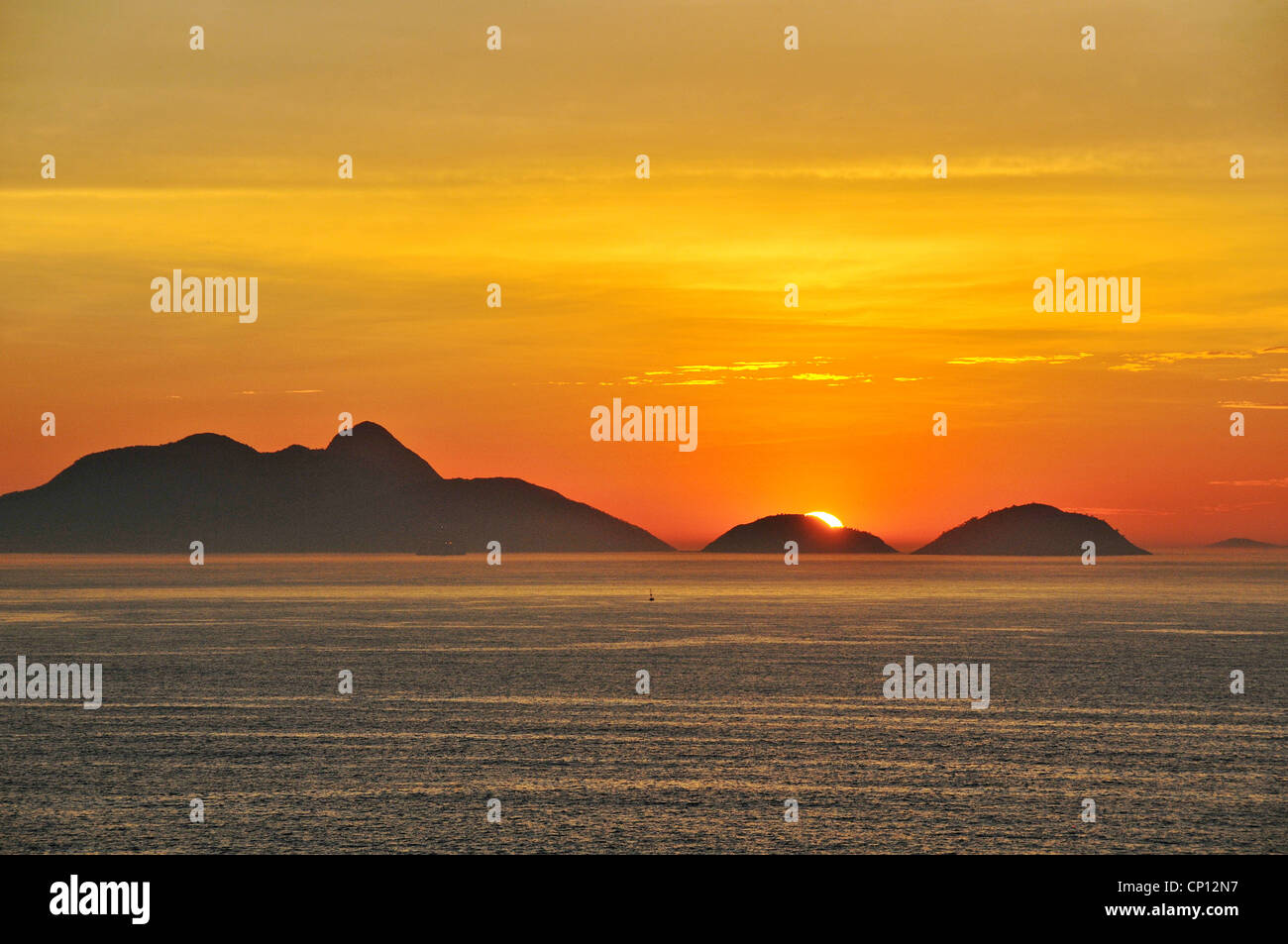 sunrise over Guanabara bay, Rio de Janeiro, Brazil Stock Photo