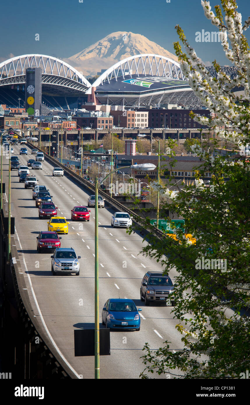 Alaskan Way viaduct in Seattle, Washington state Stock Photo