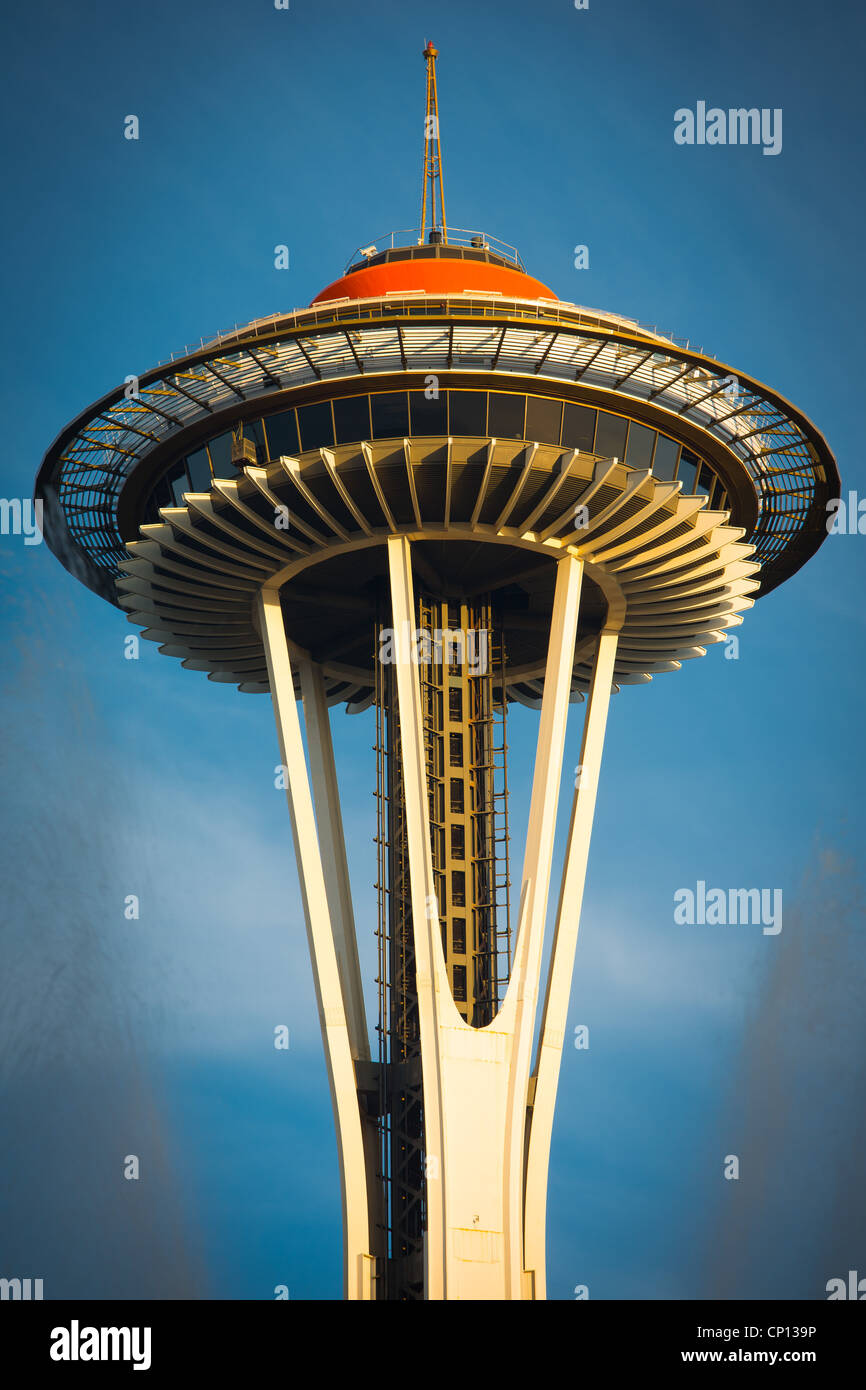Top of Space at Seattle Center in Seattle, Washington, painted in its original color from 1962 Stock Photo - Alamy