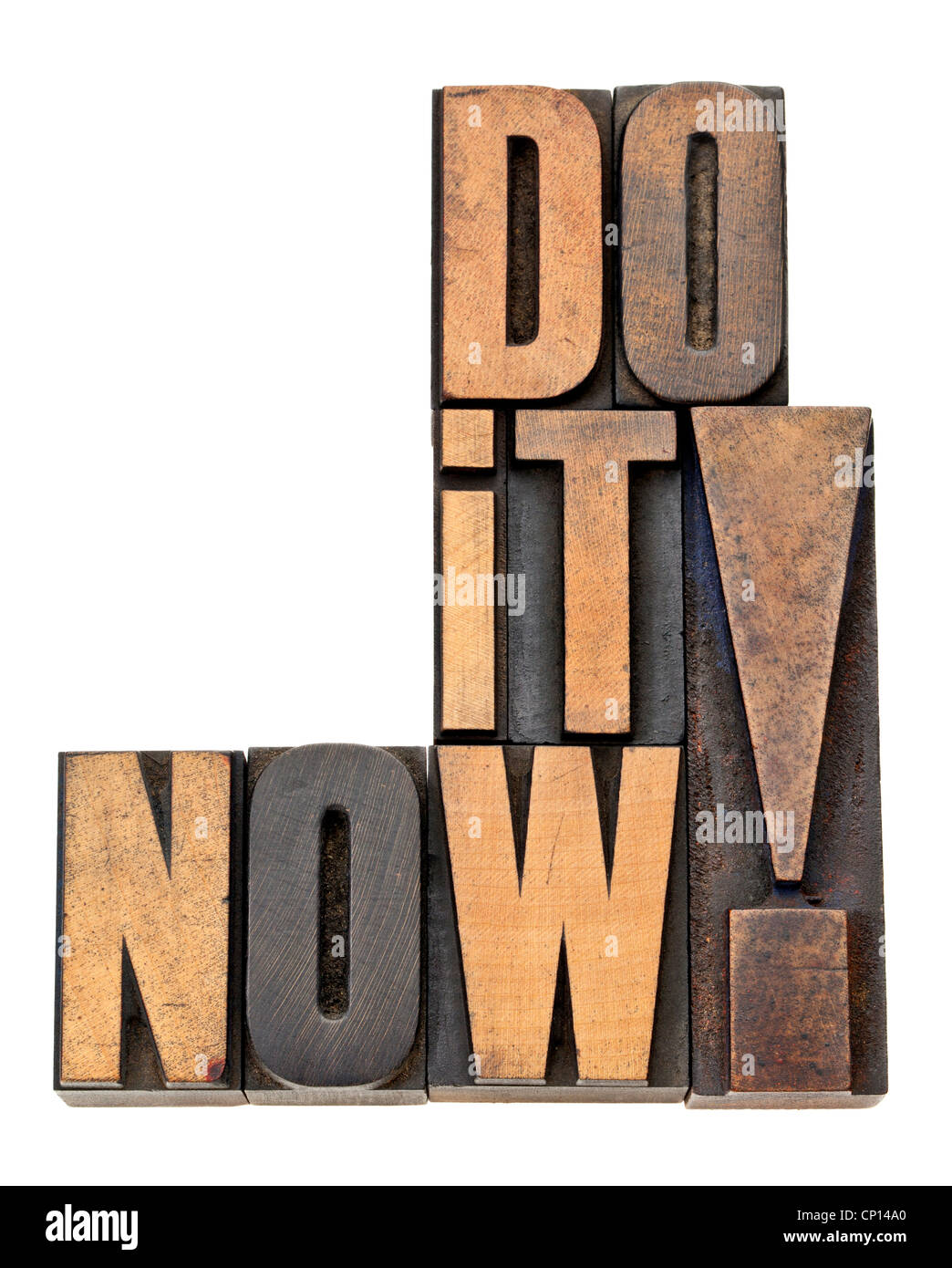do it now - motivation and encouragement - isolated phrase in vintage letterpress wood type Stock Photo