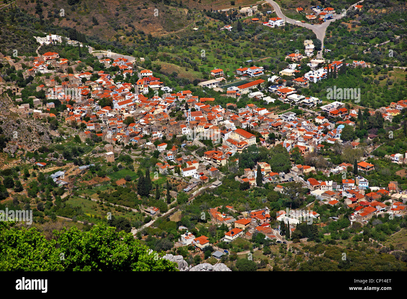 Panoramic view of Ano Kardamyla village, from Grias castle, Chios