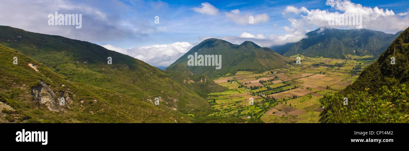 Panorama of Pululahua Geobotanical Reserve in Ecuador. Stock Photo