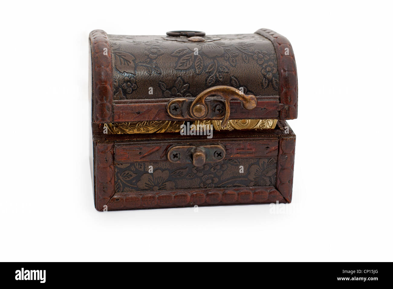 treasure chest (toy) isolated on white Stock Photo