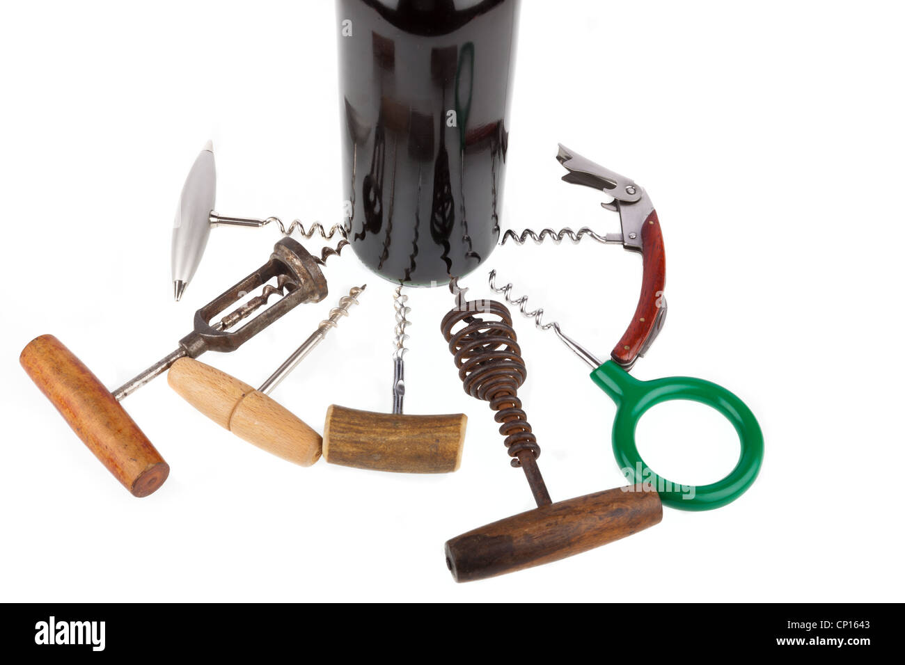 Some are different corkscrews around a wine bottle Stock Photo Alamy