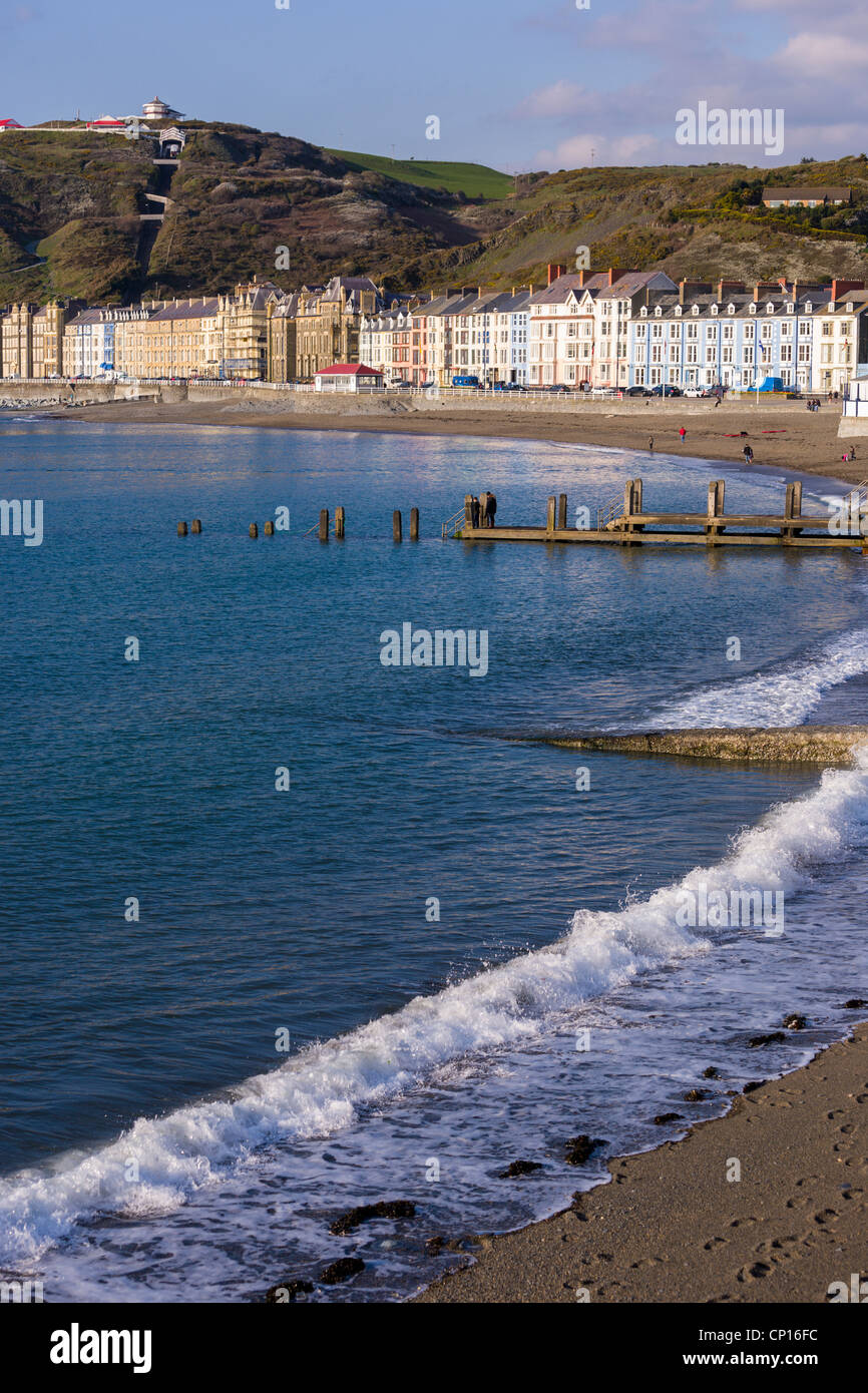 Aberystwyth beach and Marine Terrace Stock Photo