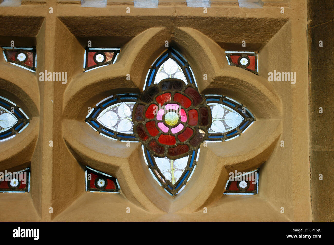 Stained glass windows at the Town Hall, Rochdale, Greater Manchester