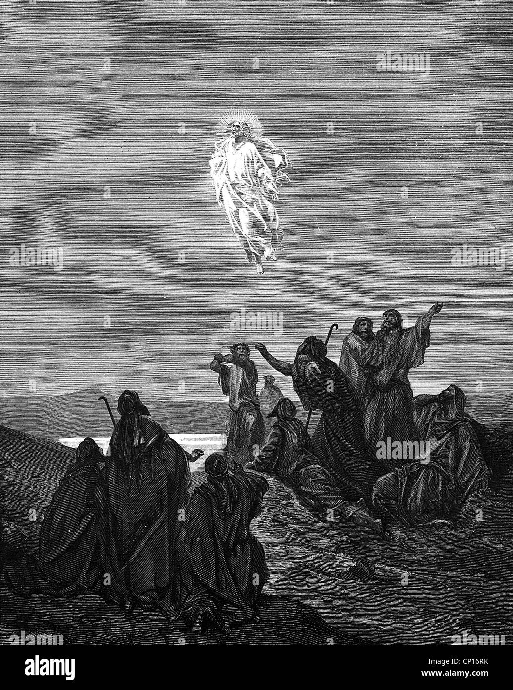 religion, Christianity, Jesus Christ: "The Ascension", wood engraving by Gustave Dore,  (1832 - 1883), Artist's Copyright has not to be cleared Stock Photo