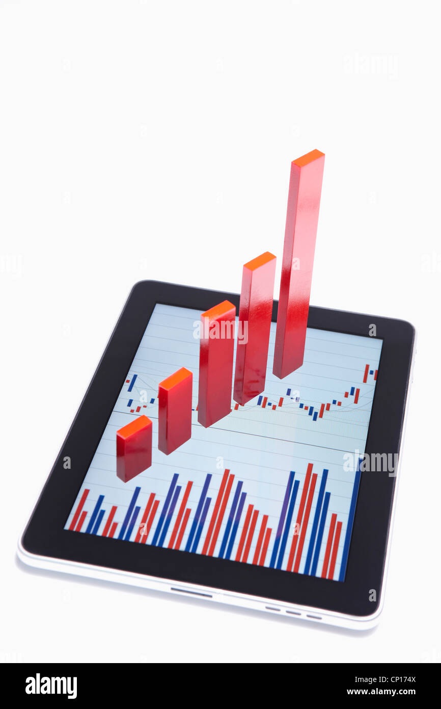 Tablet PC and chart Stock Photo Alamy