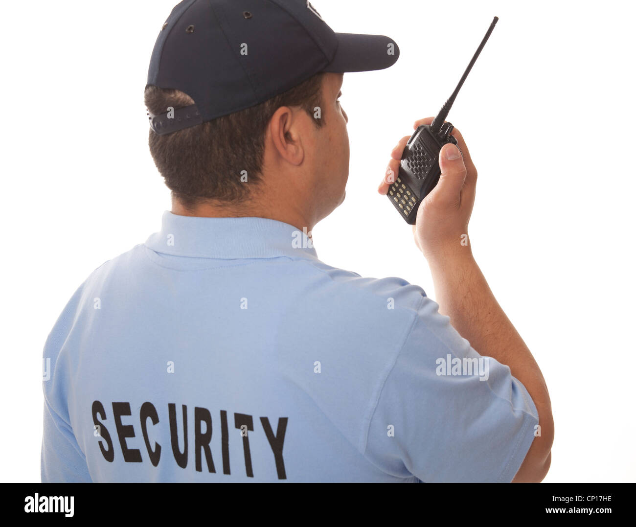 Security guard hand holding cb walkietalkie radio Stock Photo Alamy