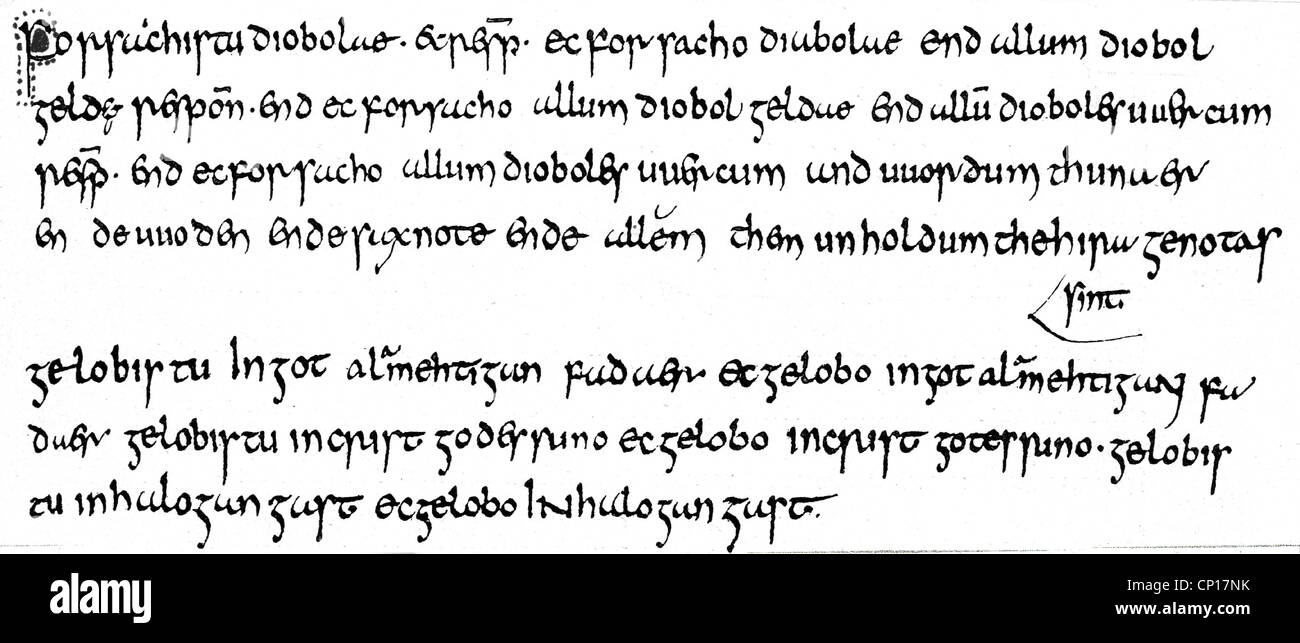 Middle Ages, Frankish Empire, Saxon Wars, The Saxon Promise, between 772 and 777, manuscript, Anglo-Saxon script, Vatican Libr Stock Photo