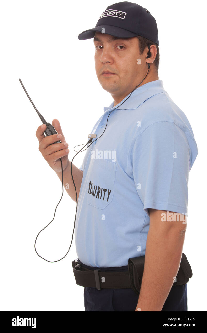 Security guard hand holding cb walkietalkie radio Stock Photo Alamy