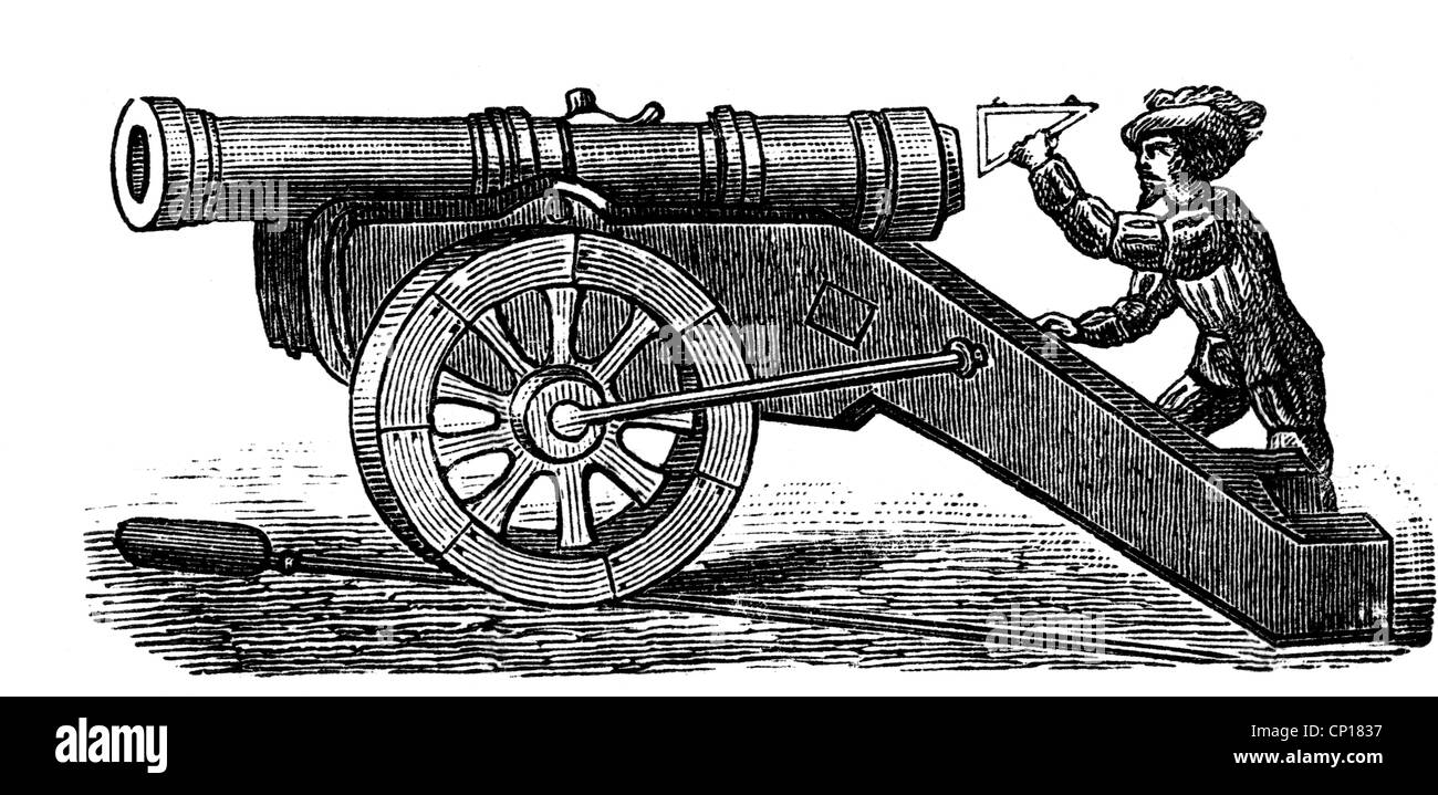 military, artillery, cannon, German sevenpounder pivot gun from the 16th century, wood engraving, 19th century, cannon, cannons, gun, guns, weapon, arms, weapons, arms, weapons, arms, weapon, arm, gun master, engineering, technology, technologies, technics, Germany, historic, historical, people, Additional-Rights-Clearences-Not Available Stock Photo