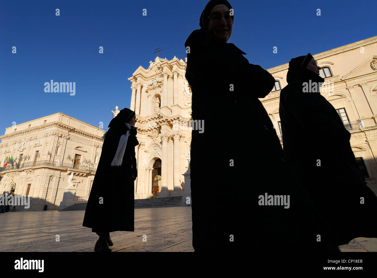 Siracuse. Sicily. Italy. Island of Ortygia. Piazza del Duomo. Stock Photo