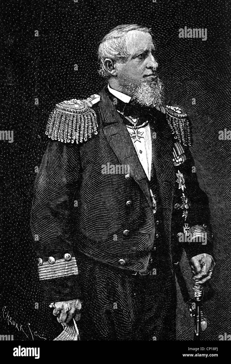 Adalbert, 29.10.1811 - 6.6.1873, Prince of Prussia, Prussian admiral, half length, wood engraving, circa 1865, Stock Photo