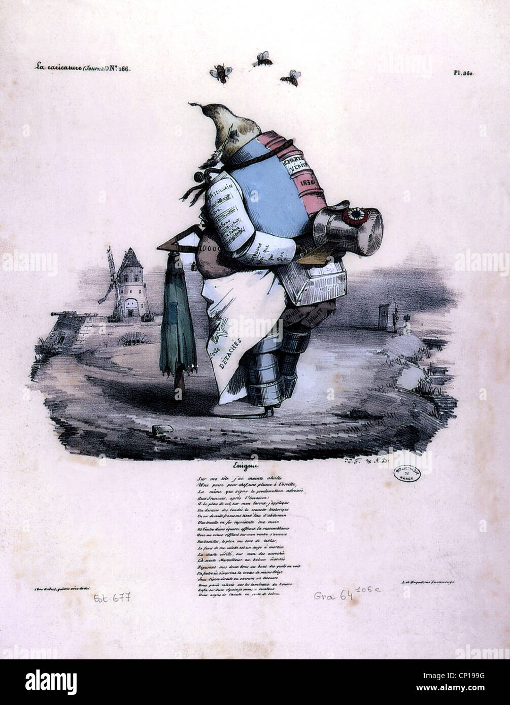 geography / travel, France, revolution, caricature on the commons revolution 1830, drawing 'Enigme', drawing by J.J. Grandville, 1834, Artist's Copyright has not to be cleared Stock Photo