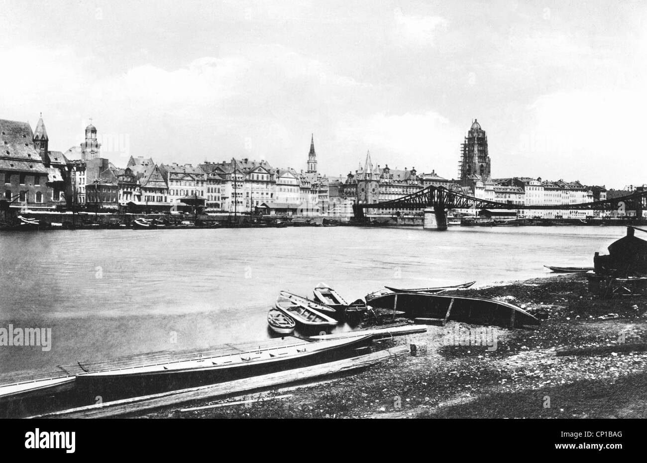 geography / travel, Germany, Frankfurt am Main, city view from Main riverside, circa 1900, Additional-Rights-Clearences-Not Available Stock Photo