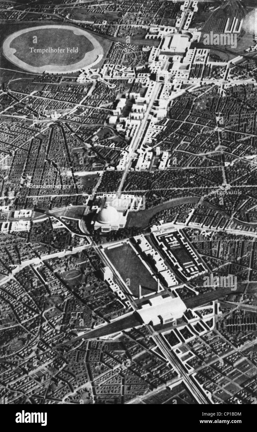 Nazism / National Socialism, architecture, capital of the German Reich "Germania" (former Berlin), miniature, topview,  drafts by Albert Speer, late 1930s, Additional-Rights-Clearences-Not Available Stock Photo