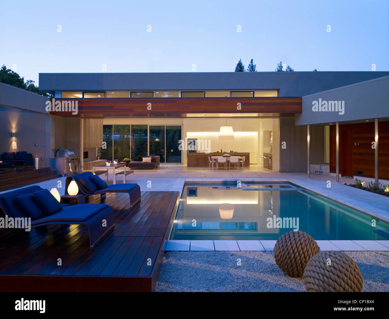 Swimming pool of detached Menlo Park Residence, California, USA Stock
