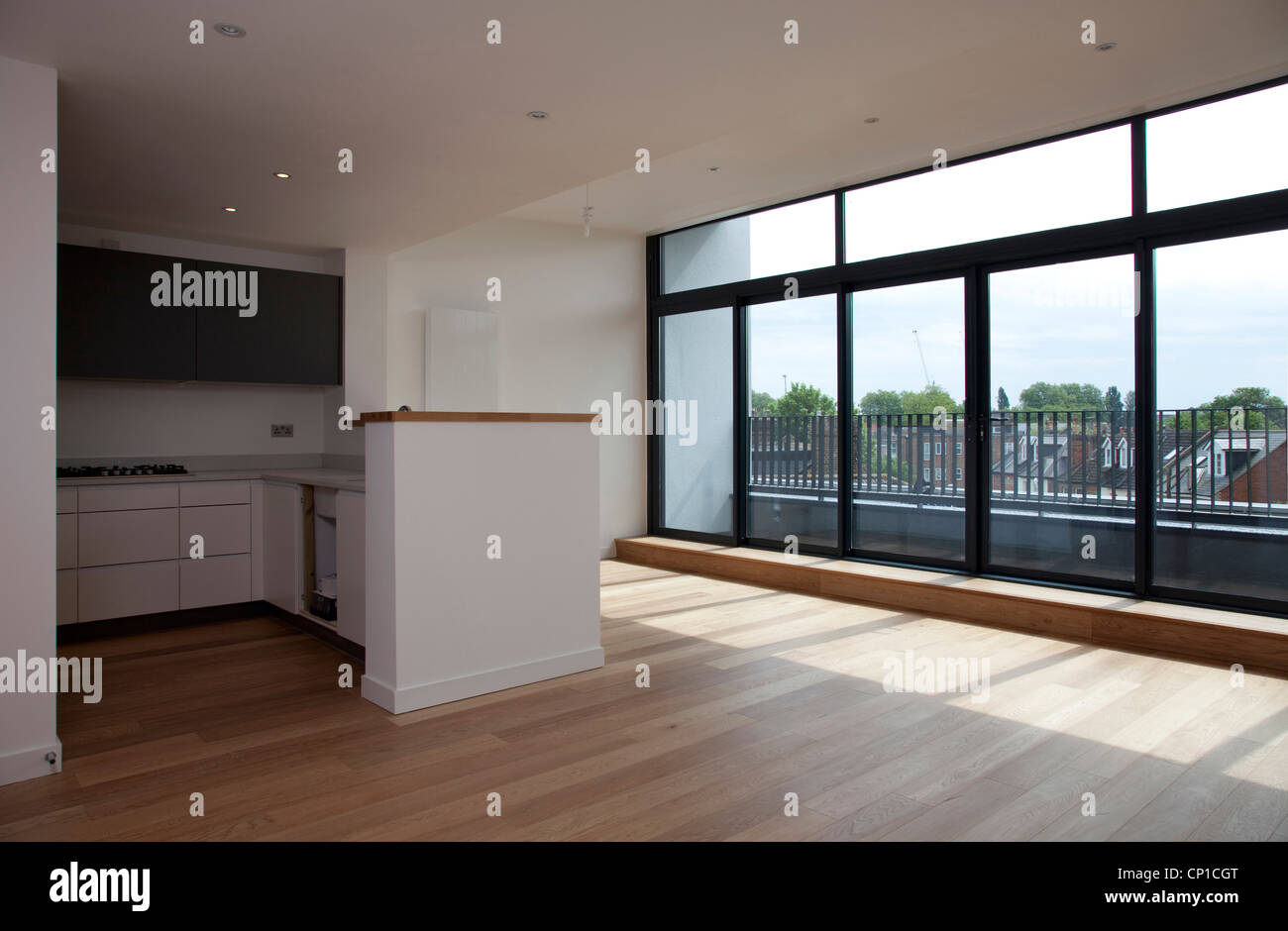 Large open plan living room kitchen hi-res stock photography and images ... - Penthouse Flat With Large Open Kitchen And Dining