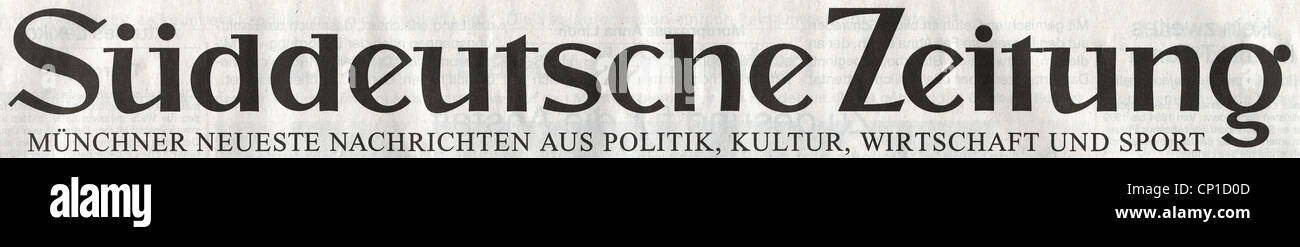 press / media, daily newspaper Sueddeutsche Zeitung, header, script, scripts, character, characters, newspaper, newspapers, Ge Stock Photo