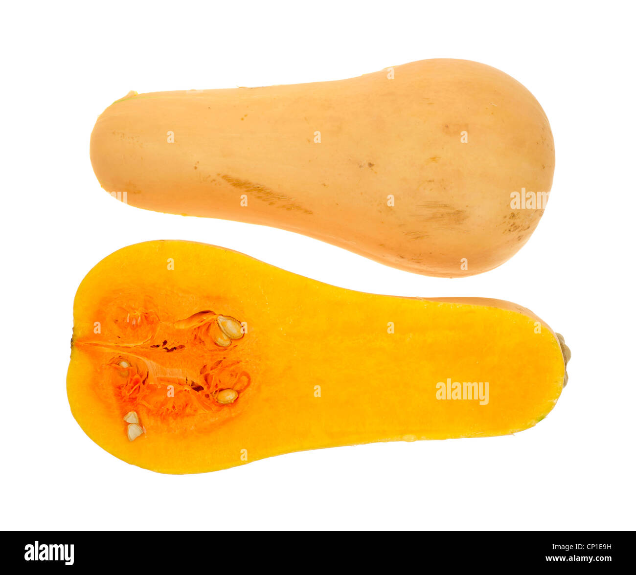 Butternut squash cut in half Stock Photo Alamy