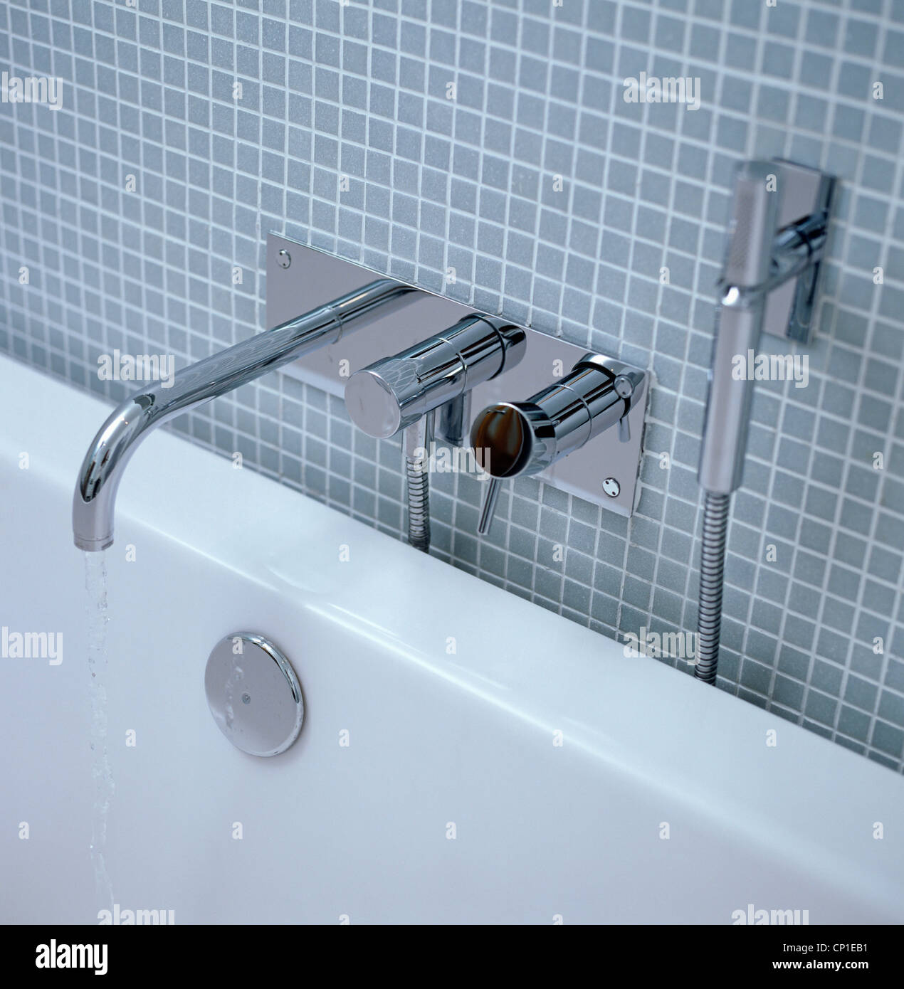 Chrome bath tap fitting Stock Photo Alamy