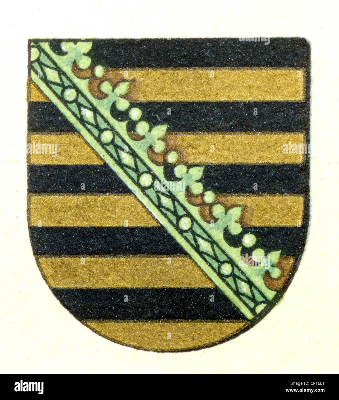 heraldry, coat of arms, Germany, Saxony, Wettiner arms, chromolithograph, circa 1895, Additional-Rights-Clearences-Not Available Stock Photo