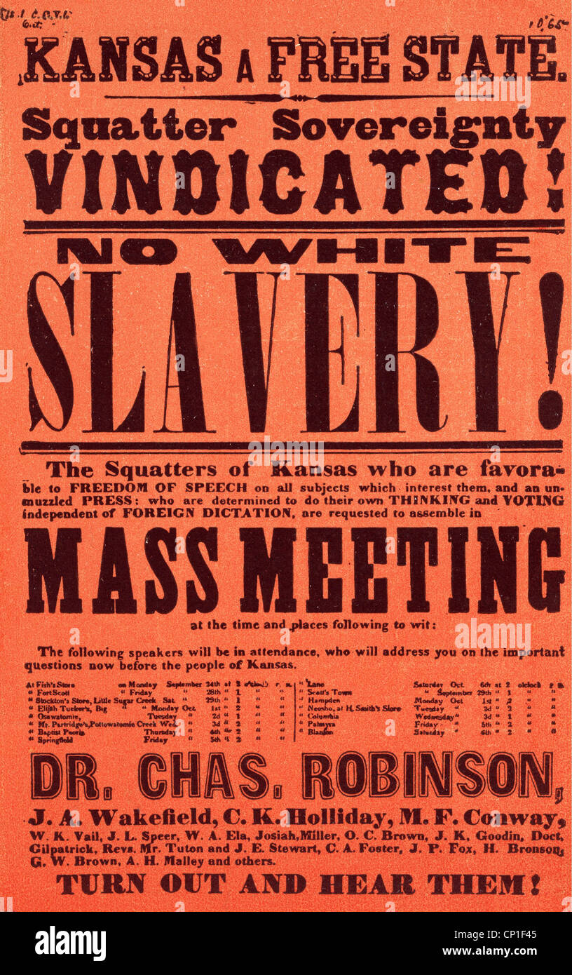 geography / travel, USA, politics, free state movement in Kansas, poster of  an demonstration, 1855, Additional-Rights-Clearences-Not Available Stock  Photo - Alamy