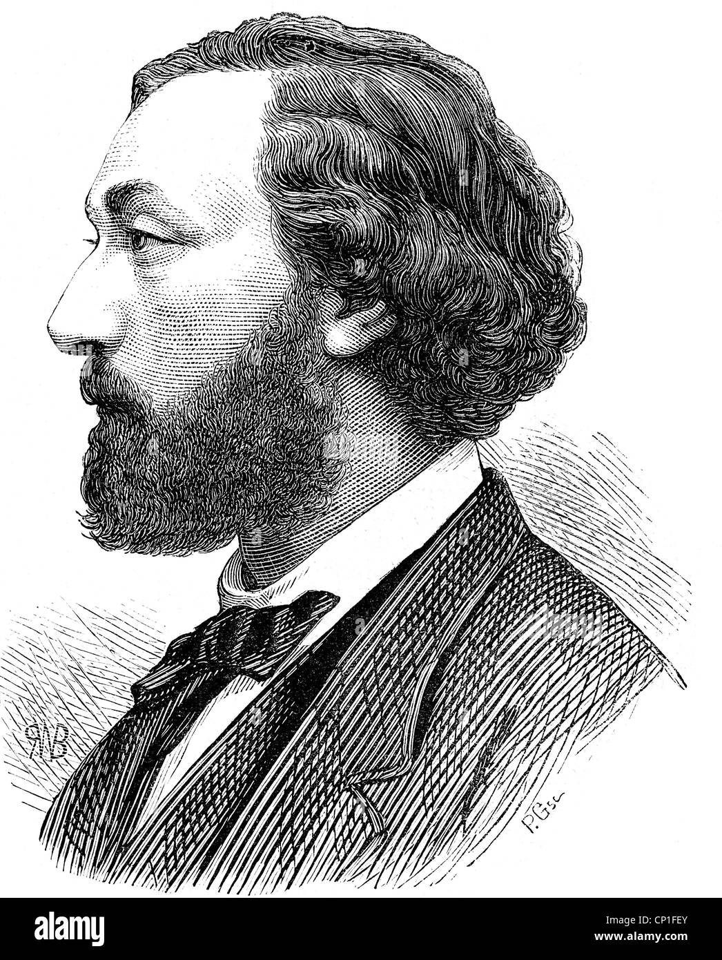 Gambetta, Leon Michel, 3.4.1838 - 31.12.1882, French politician, profile, engraving, 19th century, Stock Photo
