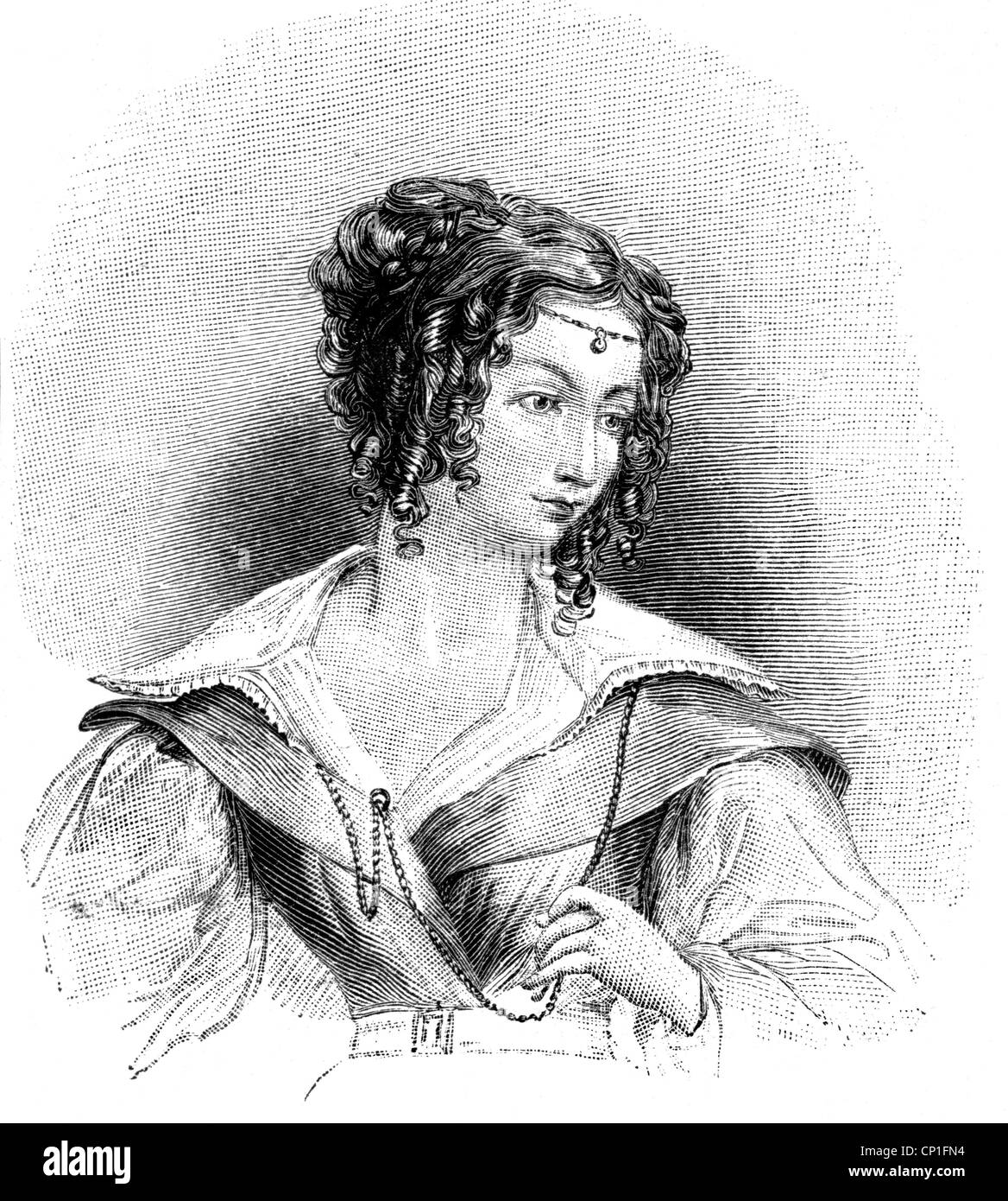 Giuccoli, Teresa, 1800 - 1873, Italian noblewoman, portrait, wood engraving, 19th century, , Stock Photo