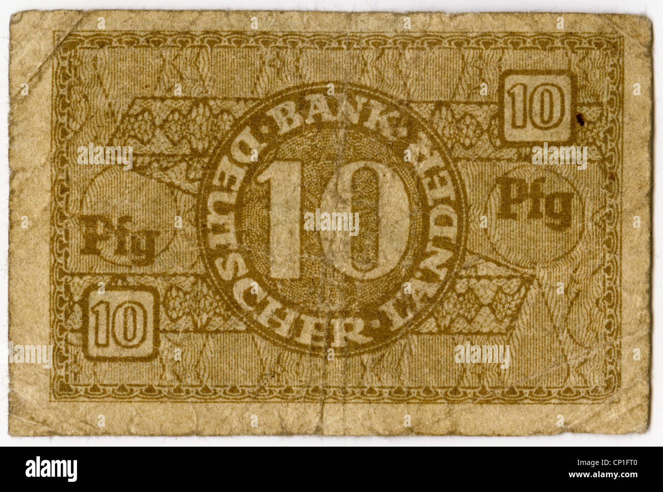 money/finance, bank notes, Germany, 10 Pfennig bank note, Bank Deutscher  Länder, 1948, Additional-Rights-Clearences-Not Available Stock Photo - Alamy