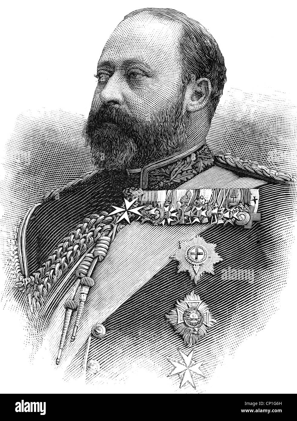 Edward VII, 9.11.1841 - 6.5.1910, King of Great Britian 22.1.1901 - 6.5.1910, portrait, wood engraving, 1891, , Stock Photo