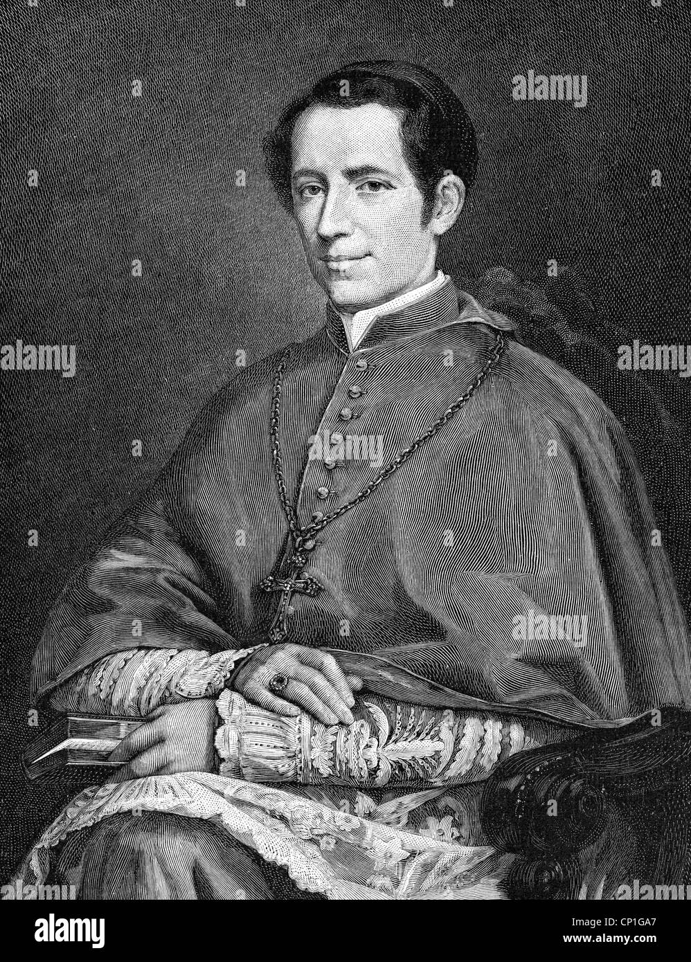 Leo XIII (Vincenzo Gioacchino count Pecci), 2.3.1810 - 20.6.1903, Pope 20.2.1878 - 20.6.1903, as nuncio in Belgium, 1844, wood engraving, 'Ueber Land und Meer', 1903, , Stock Photo