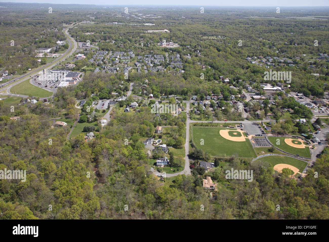 Aerial view of Whitehouse Station, Readington Township, New Jersey