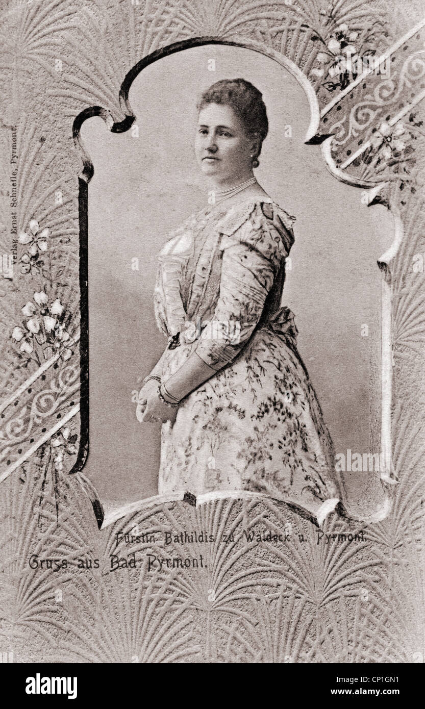 Bathildis, 21.5.1873 - 6.4.1962, Princess of Waldeck and Pyrmont 9.8.1895 - 13.11.1918, half length, picture postcard, Ernst Schnelle, Bad Pyrmont, 1907,  , Stock Photo