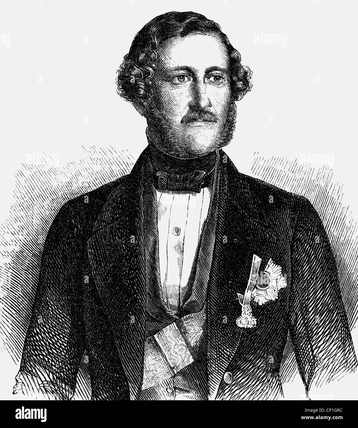 Oettingen-Wallerstein, Ludwig Kraft Prince of, 31.1.1791 - 22.6.1870, German politician, Bavarian Foreign Minister 1847 - 1848, portrait, wood engraving, 1847, , Stock Photo
